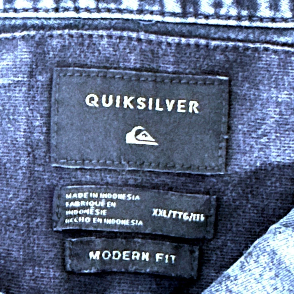 Quiksilver Men's Short Sleeve Denim Blue Chambray Button-Up Shirt Modern Fit XXL